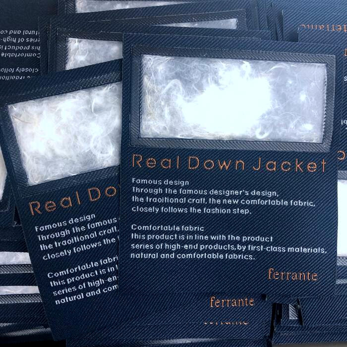 jacket label with down